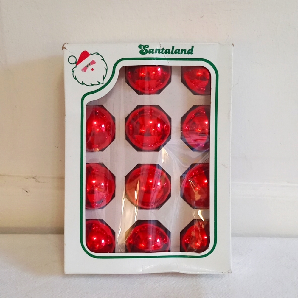 Vintage Santaland Red Glass Ornaments